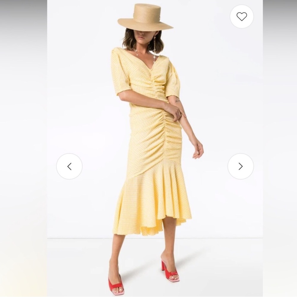 STAUD Panier dress In yellow gingham